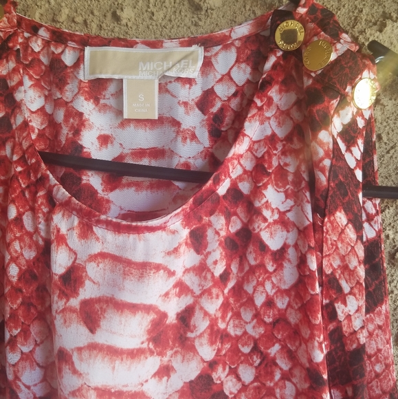 Michael Kors snakeskin print Red Dress snap button Small - Picture 5 of 8